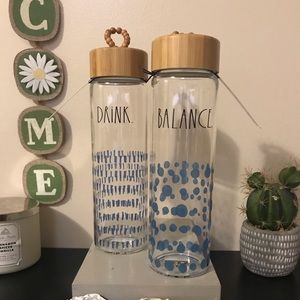 Pair of Rae Dunn Glass Hydration Bottle
